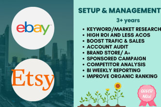 do ebay etsy full management listings optimization, PPC, sales growth, reports