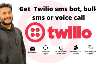 build twilio IVR studio, sms bot, bulk sms, voice call, autoresponder