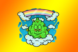create your creative cartoon weed bud with king style logo within 12 hours