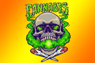 design unique and creative skull smoke cannabis  logo for your business