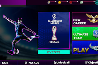 design 2d or 3d games UI and game screen shots