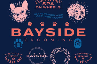 do unique pet grooming logo with unlimited revision