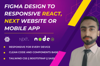 convert figma design to responsive react website, figma to react, next