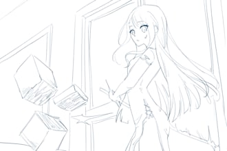 sketch line art of your character and anime