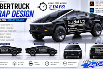 do professional tesla cyber truck wrap design, vehicle wrap, any truck wrap