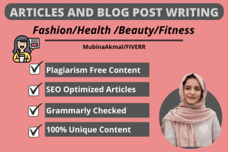 write SEO articles in fashion, lifestyle, beauty, and health