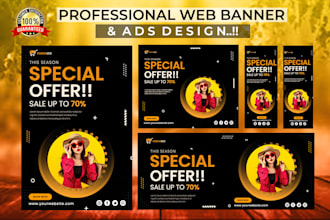 create professional web banner, header, ads and attractive website banner design