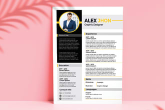 create a modern resume or cv design or redesign your old design in 6hrs