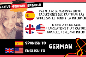 translate english to german and spanish to german