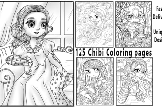give adult coloring book with chibi girls book for teens and adults