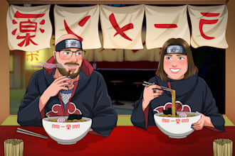 draw you in naruto style eating ramen