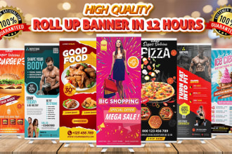 design attractive roll up banner, retractable, yard sign in 24 hours