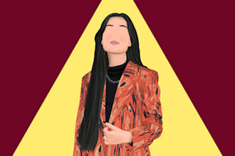 draw digital realistic faceless portrait illustration