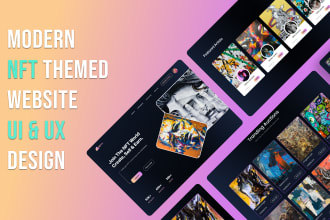 do modern web3 nft themed UI UX app or website design