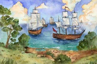 draw original watercolor landscape or architecture art