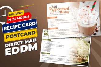 design eye catchy recipe card, restaurant postcard, menu card, digital menu book