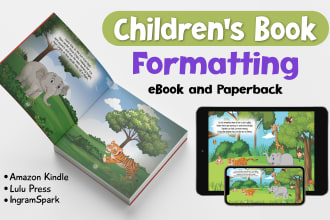 do children book formatting for amazon KDP, lulu, epub and pdf format