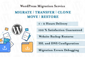 migrate, transfer, clone, or move wordpress website 1 hour