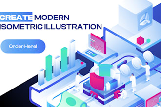 create flat illustration isometric style
