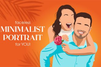 draw a trending, minimalist vector faceless portrait
