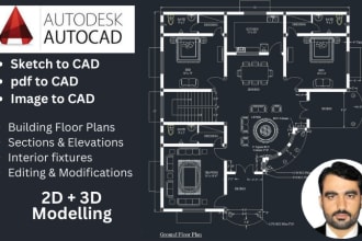 offer autocad drafting services, house plans, sketch to cad, draftsman
