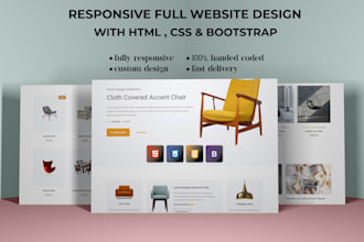 create HTML CSS full website creation with responsive design