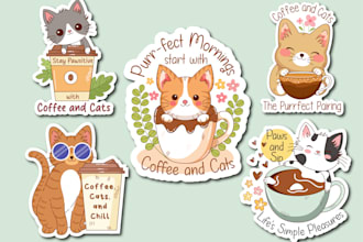 do cute handdrawn sticker designs for you