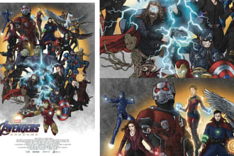 draw your awesome comic cover illustration