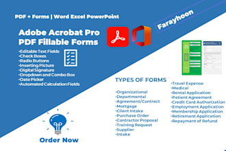 design interactive adobe acrobat PDF fillable form with calculations