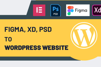 convert PSD, xd, and figma to wordpress website with elementor