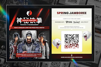create 2 unique esports posters, posts, and flyers for gaming events