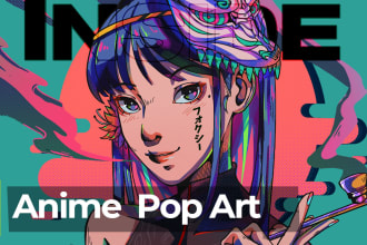 draw cyberpunk anime pop art style character illustration