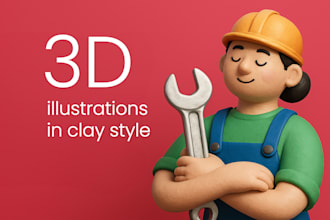 make 3d illustrations in clay style