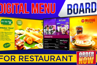 design tv screen menu or digital menu board for restaurant