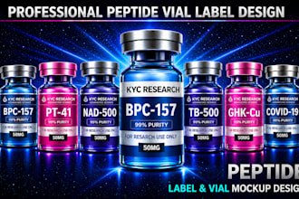 professional peptide vial label, vial label design, product label design