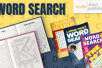 create a word search book and cover for your amazon KDP