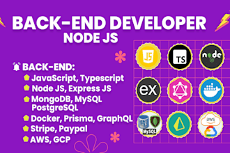 be your express js node js developer or react js website backend developer