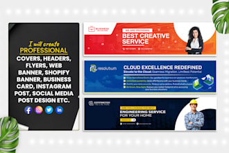 create linkedin header, youtube cover, banner, or ads