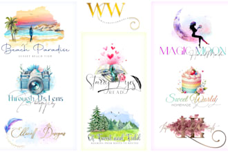 design professional feminine boho watercolor logo