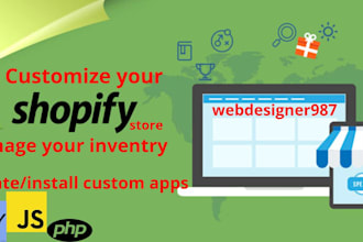 custom app, public app and theme customization for shopify