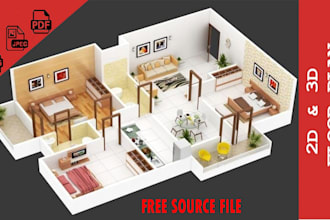 design 2d floor plan and 3d floor plan