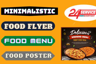 design a minimalistic food menu, food flyer, and food poster