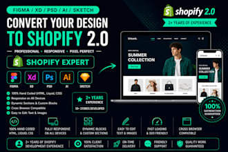 convert figma, PSD, xd to shopify website or shopify landing page