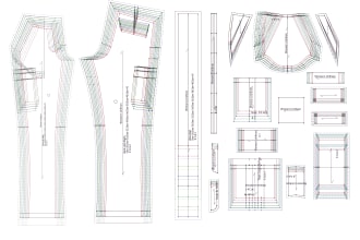 be flat sketch, measurements chart and sewing pattern maker