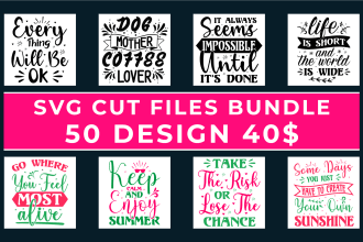 do unique svg cut files, pdf, png design bundle for you