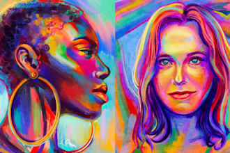paint vibrant gouache style digital portrait from your photo