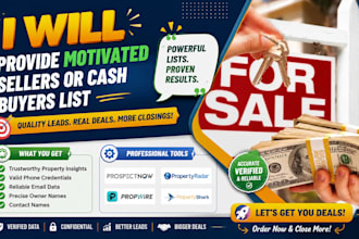 provide list of real estate motivated sellers or cash buyers