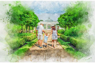 turn a portrait of a house or landscape from a photo into a watercolor painting