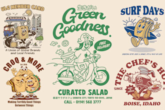 create vintage cartoon character mascot logo for your tshirt and merchandise