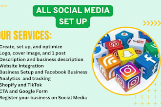 create social media, facebook, and instagram page and set up perfectly